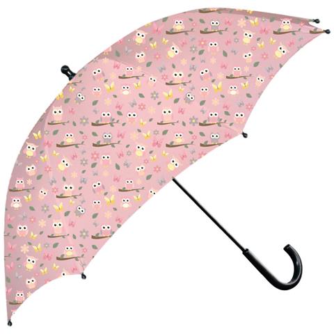 Mucky Wear Kids Pink Owls Waterproof Umbrella - Polyester Pongee W/ Polished Steel Handles