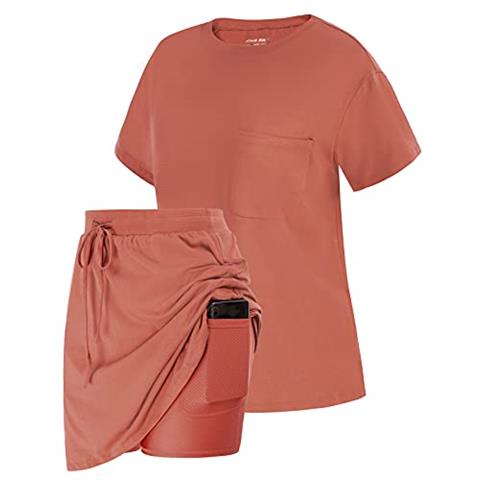 JACK SMITH Women's Stretchy Knee Length Skirt Athletic Skort Drawstring Waist with Pockets