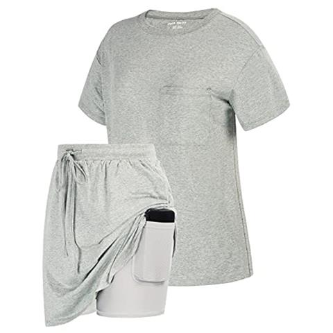 JACK SMITH Women's Stretchy Knee Length Skirt Athletic Skort Drawstring Waist with Pockets