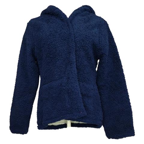 Muk Luks Women's Sweater Sz L Faux Sherpa Wrap Blue A384767